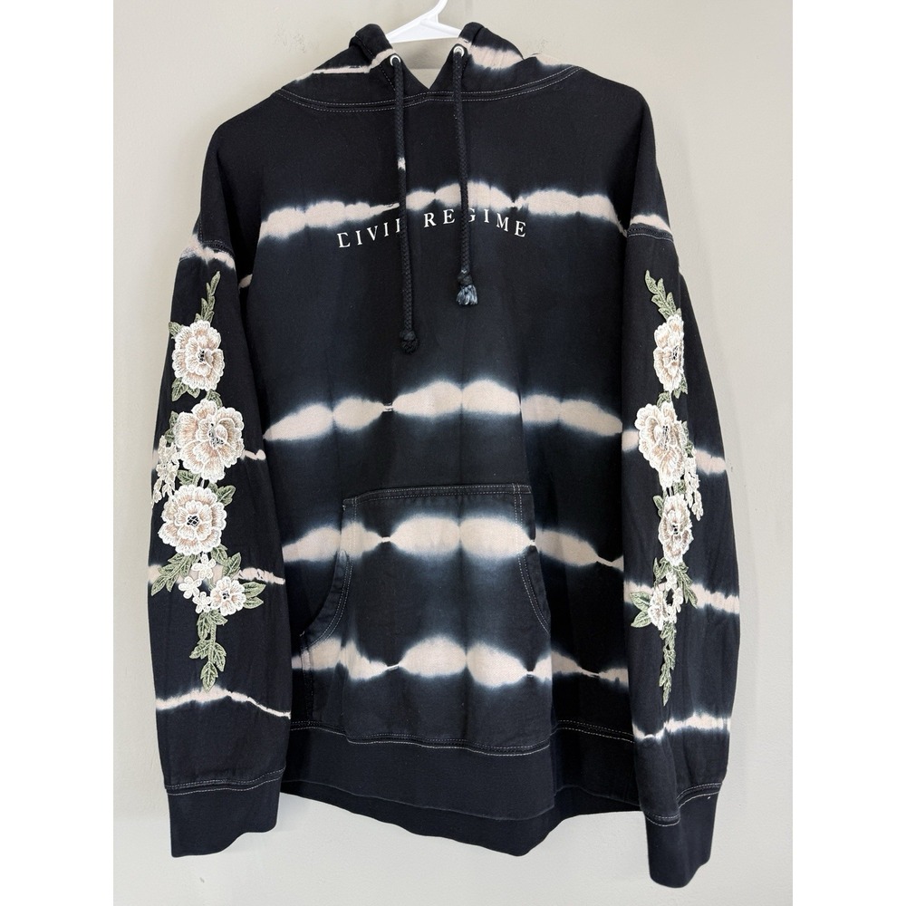 Civil Regime Hoodie Medium Floral Embroidered Tie Dye